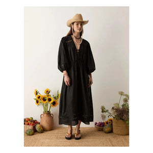 Boteh - Atlas Linen Ruched Dress | Black