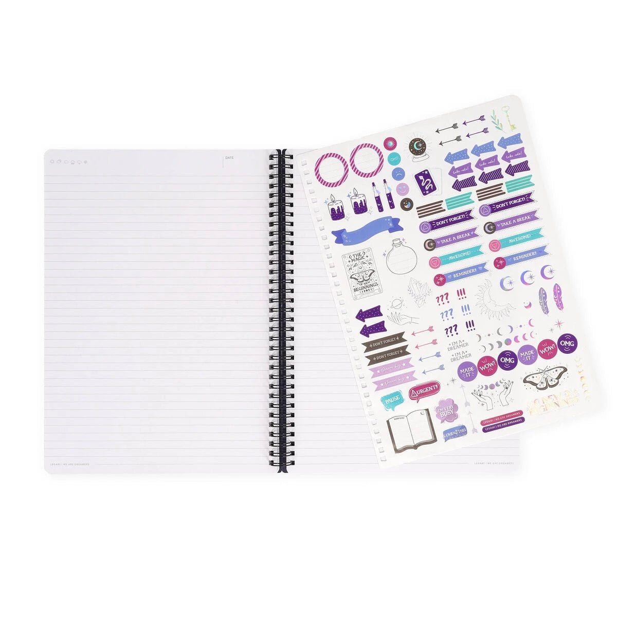 Legami - Illustrated Hard Hülle mit A4 Lined-Notizbuch - Moth - Jotter - Spiral-Bound