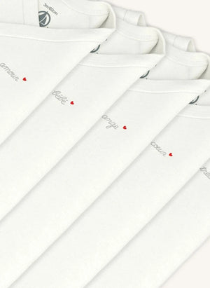 Petit Bateau - 5'li Mon Coeur Bio Pamuk Çapraz Body Seti | Beyaz