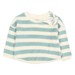Búho - Çizgili organik pamuklu bebek sweatshirt | Yeşil su