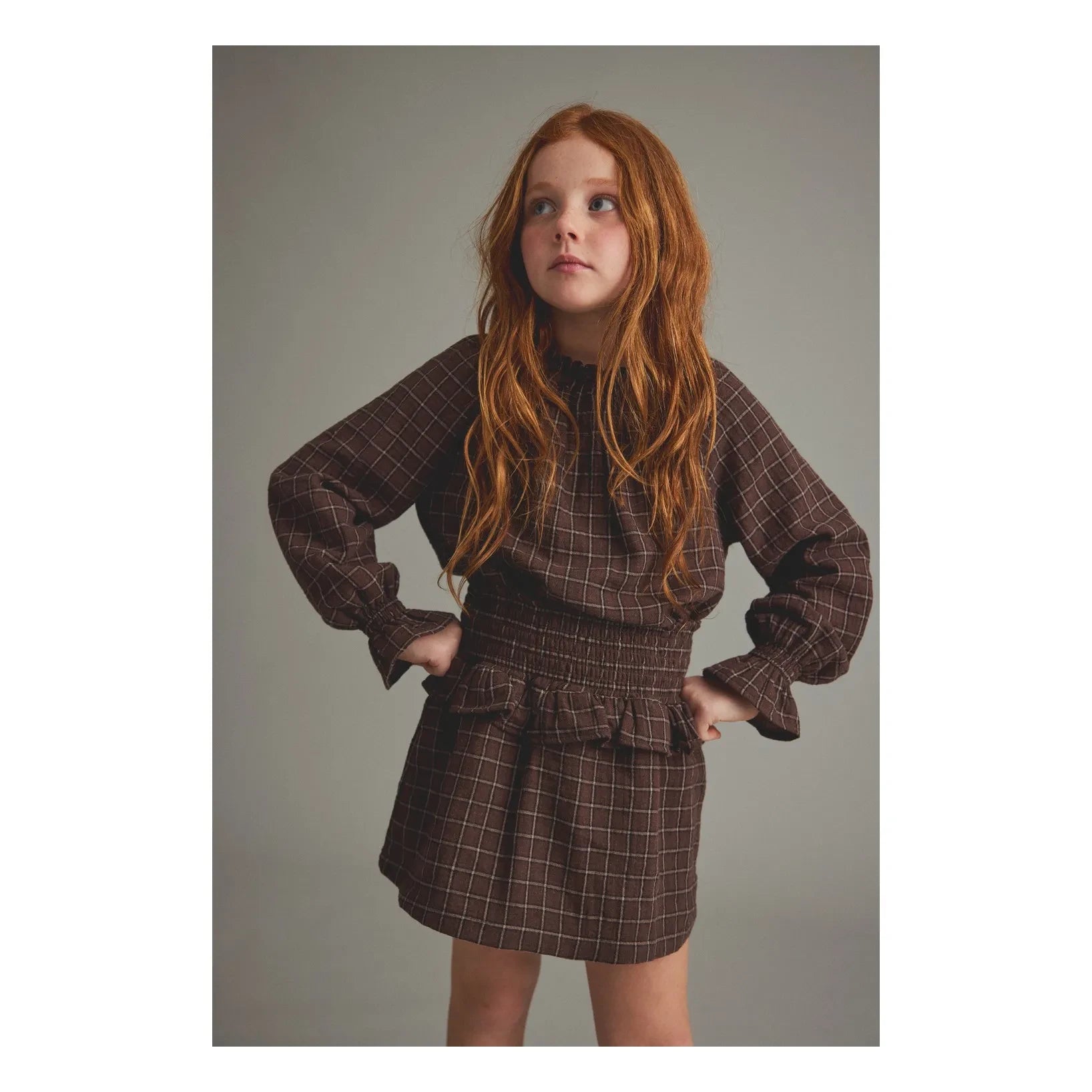 Cozmo - Organic cotton plaid Baia skirt | Dark Brown