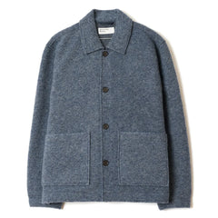 Universal Works - Rams Overshirt aus Wolle | Grau-Blau