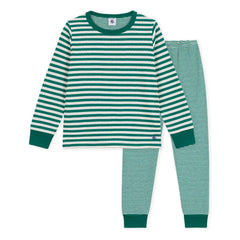 Petit Bateau - Pijama de algodón orgánico a rayas | Verde