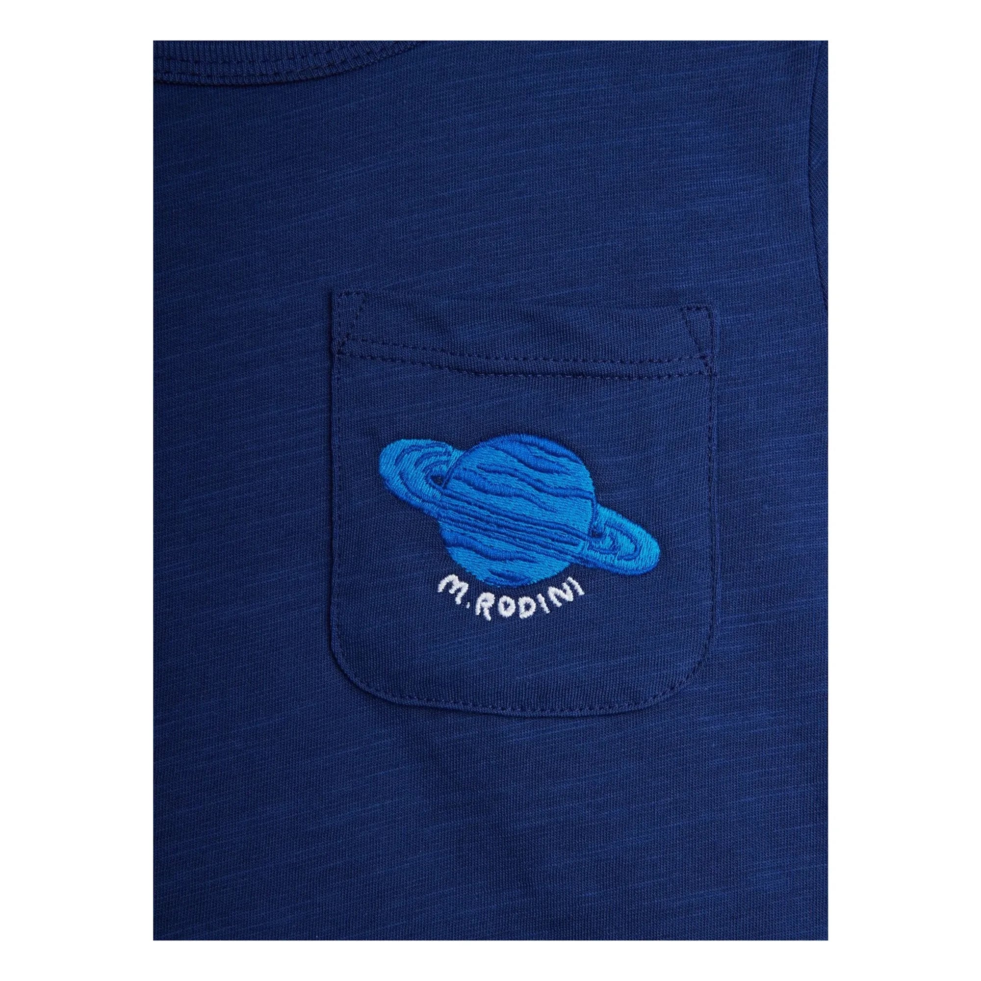 Mini Rodini - Planète Pamuklu Organik Tişört | Mavi