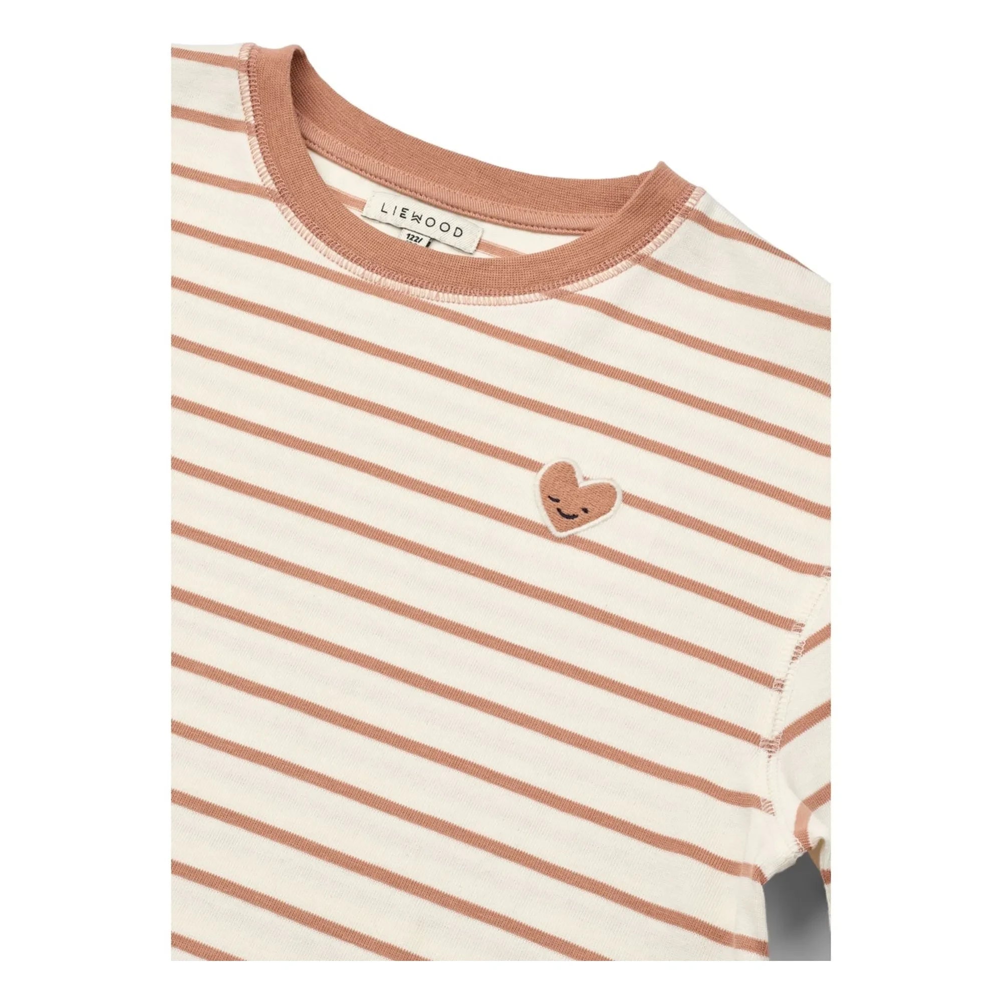 Liewood - Tyler Gestreiftes Herz T-Shirt aus Bio-Baumwolle | Pfirsich