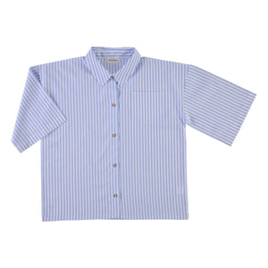 Poudre Organic - Caraway Çizgili Pamuk Poplin Gömlek | Mavi