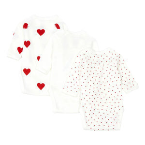 Petit Bateau - 3er-Pack Cœur Latzhose aus Bio-Baumwolle | Rot