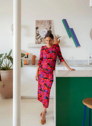 Paloma Collection - Thelma Flower Power Hamile Elbisesi | Kırmızı