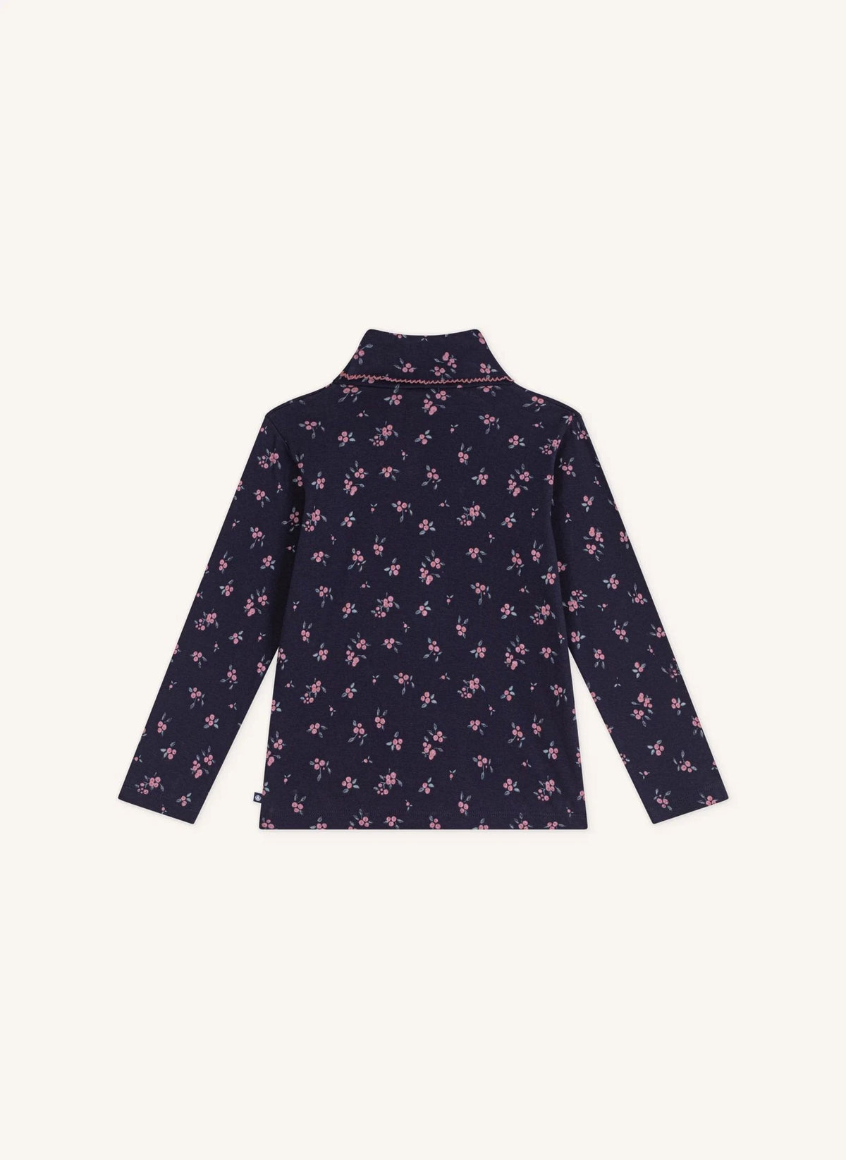 Petit Bateau - Organik pamuk çiçek desenli balıkçı yaka | Gece mavisi