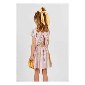 Arsène et Les Pipelettes - Vestido de Algodón Orgánico a Rayas de Gasa | Rosa