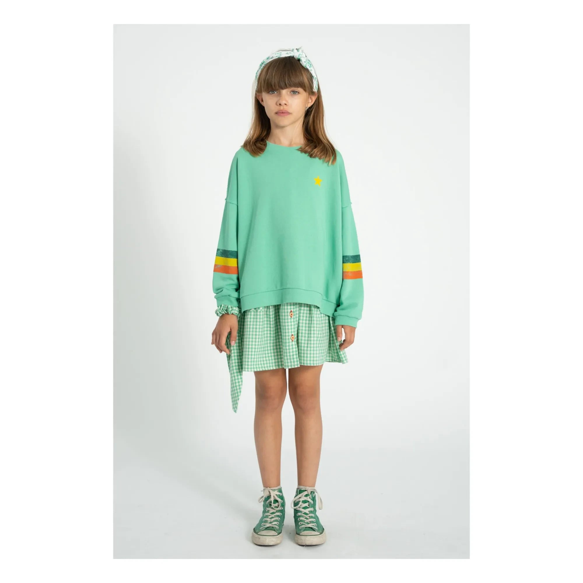 Piupiuchick - Çizgili Sweatshirt Organik Pamuk | Yeşil