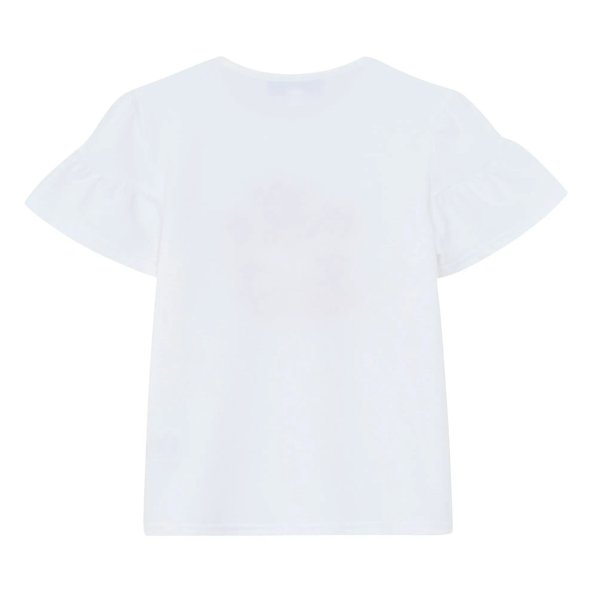 Tartine et Chocolat - Blumenstickerei Ballonärmel T-Shirt | Weiß