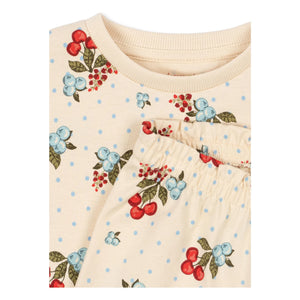 Konges Sløjd - Set aus Bio-Baumwoll-T-Shirt und Shorts Cerises | Ecru