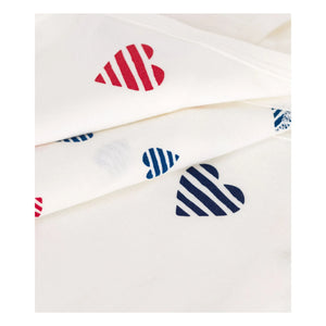 Petit Bateau - 3er-Set Gestreifte Herzen Baby-Bodys aus Bio-Baumwolle | Ecru