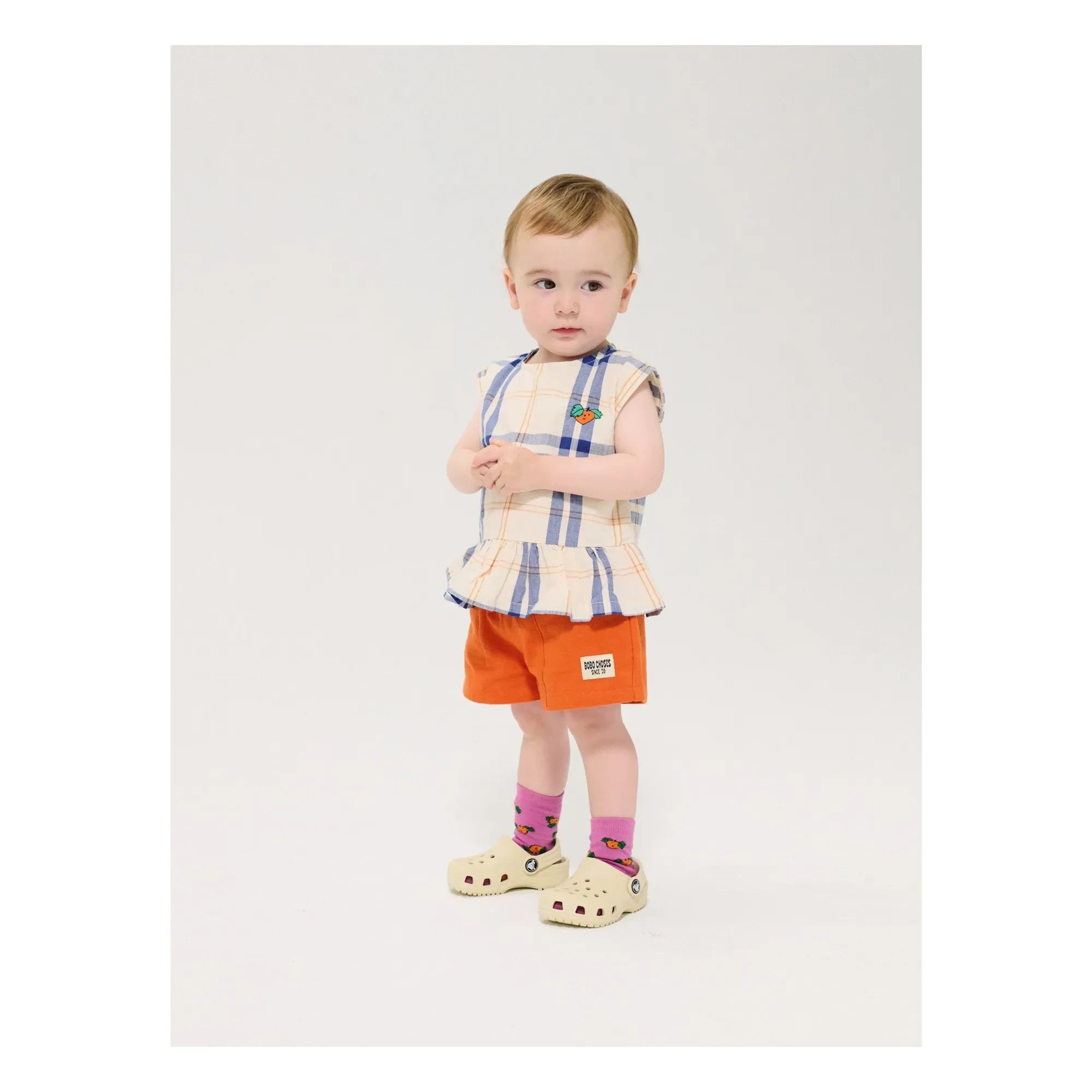 Bobo Choses - Organik pamuklu bebek tartan üst | Ekru