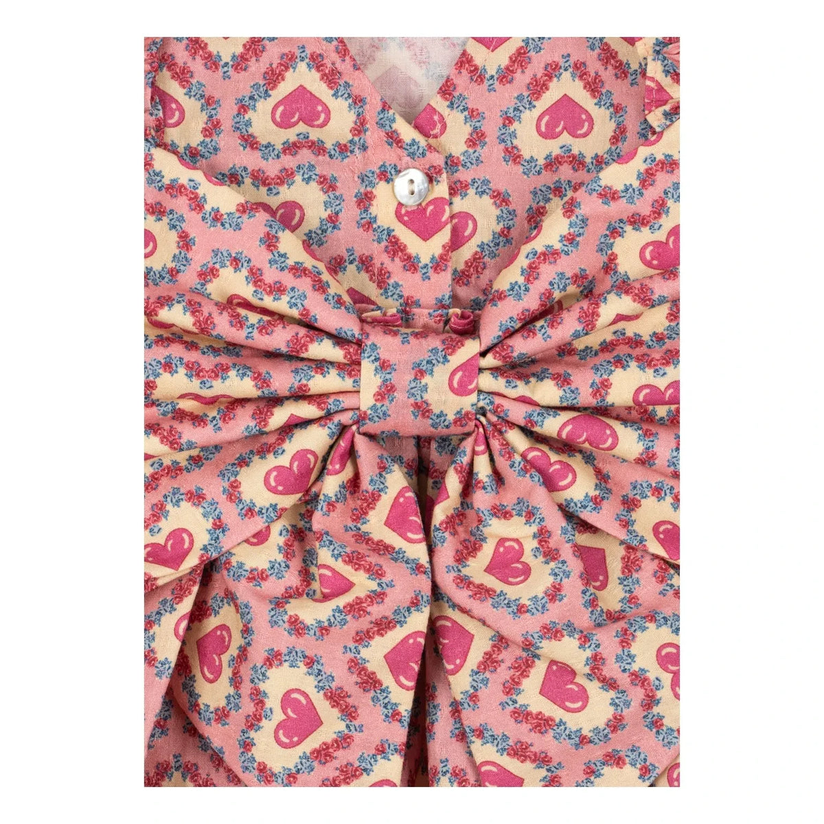 Konges Sløjd - Vestido con Volantes y Estampado de Corazones de Algodón Orgánico | Rosa