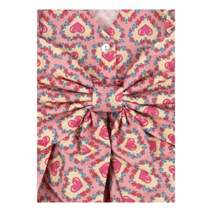 Konges Sløjd - Vestido con Volantes y Estampado de Corazones de Algodón Orgánico | Rosa