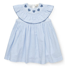 Copenhagen Colors - Striped Seersucker Organic Cotton Dress | Light Blue