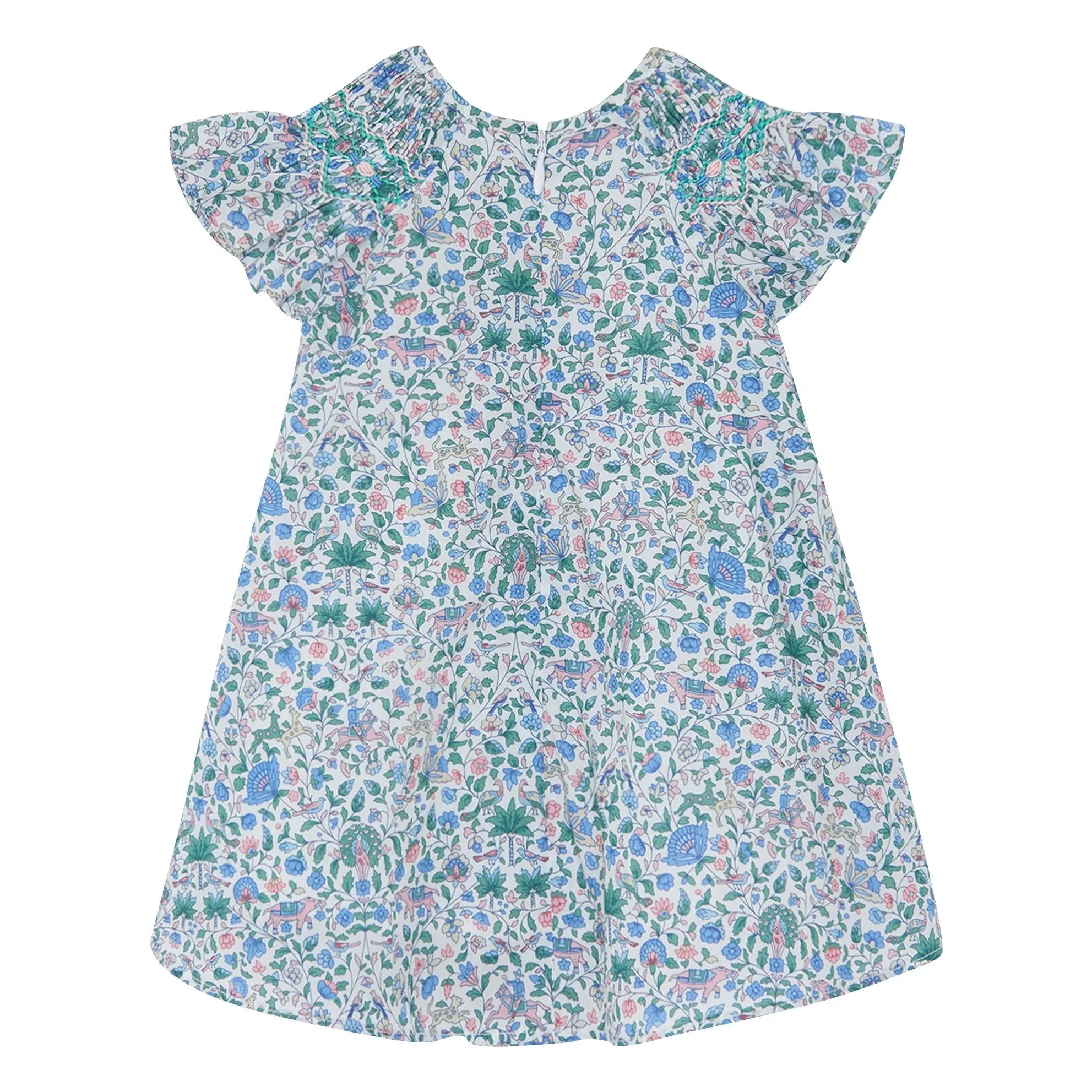 Tartine et Chocolat - Vestido fruncido Liberty para bebé | Blanco