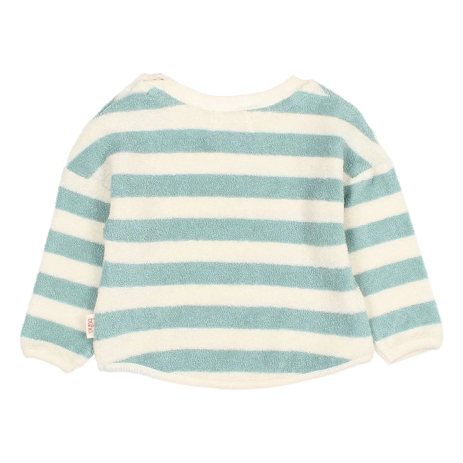 Búho - Çizgili organik pamuklu bebek sweatshirt | Yeşil su