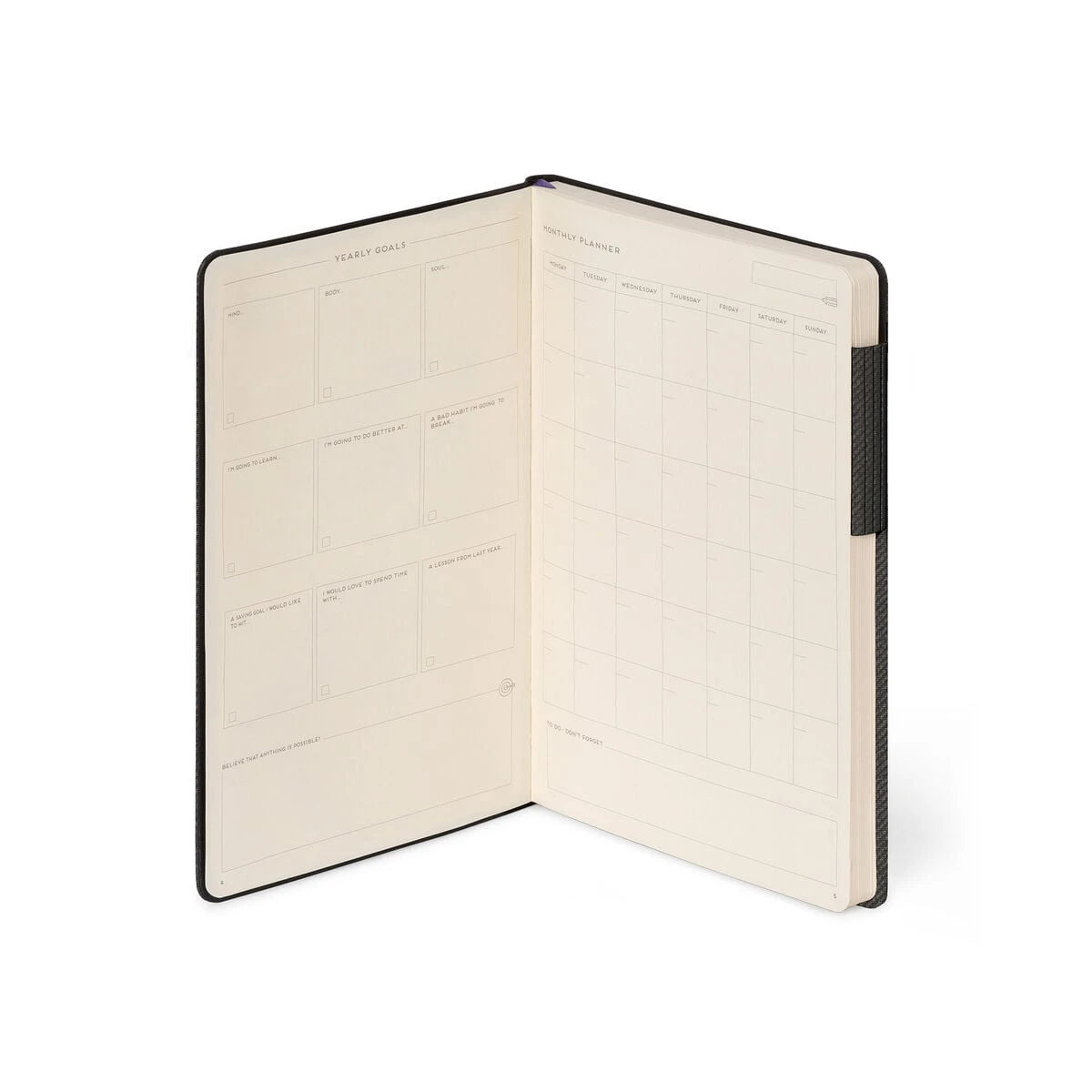 Legami - Çizgili Monokrom Yumuşak Kapaklı Defter - Derin Grafit - Not Defterim