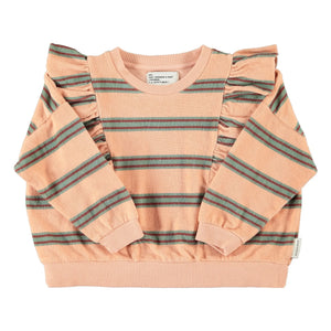 Piupiuchick - Çizgili Organik Pamuklu Sweatshirt | Pembe