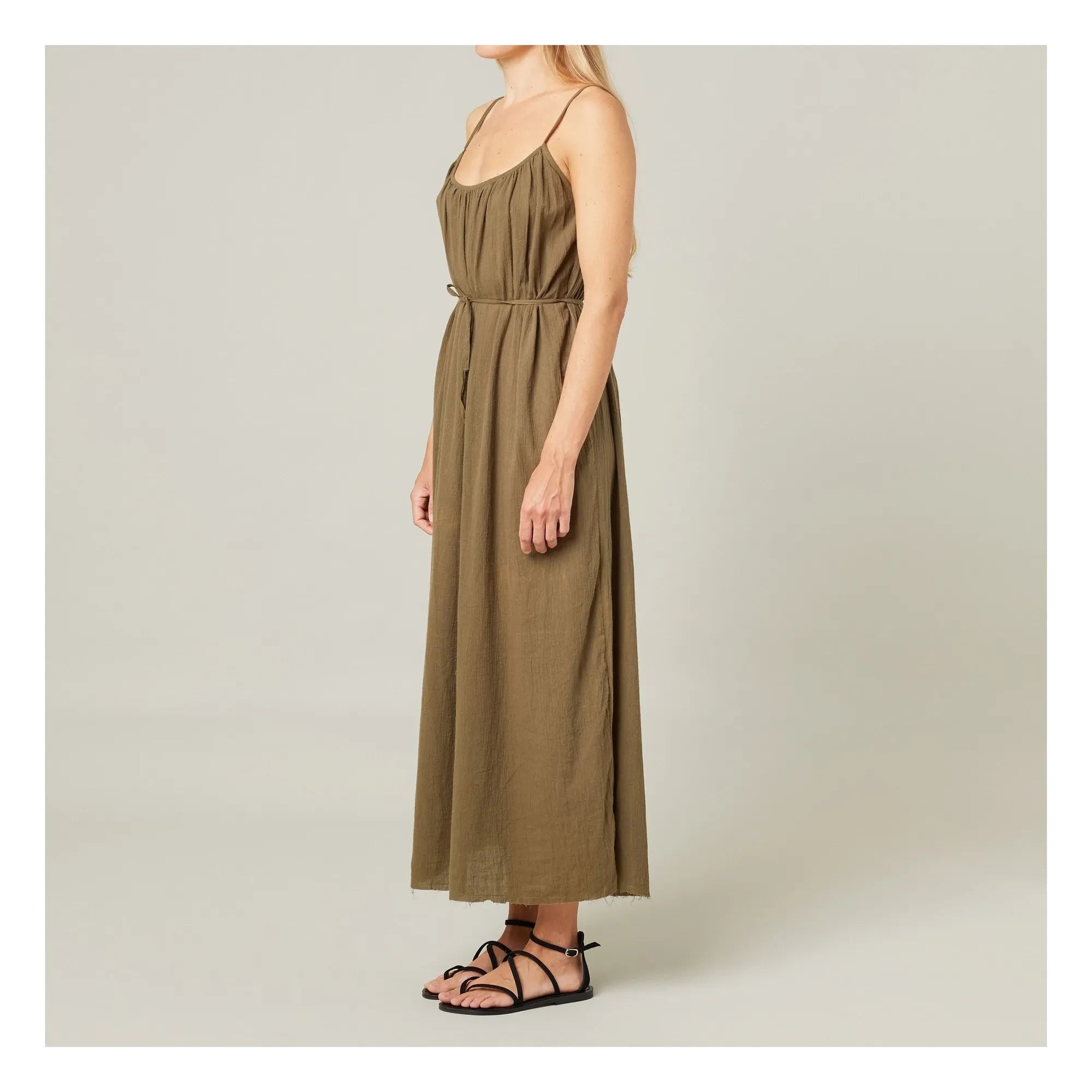 Maison Saint Julien - Palm Beach Pamuk gazlı elbise | Haki