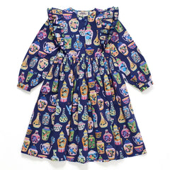 Maison Mangostan - Porcelain Kleid mit Volants | Dunkelblau