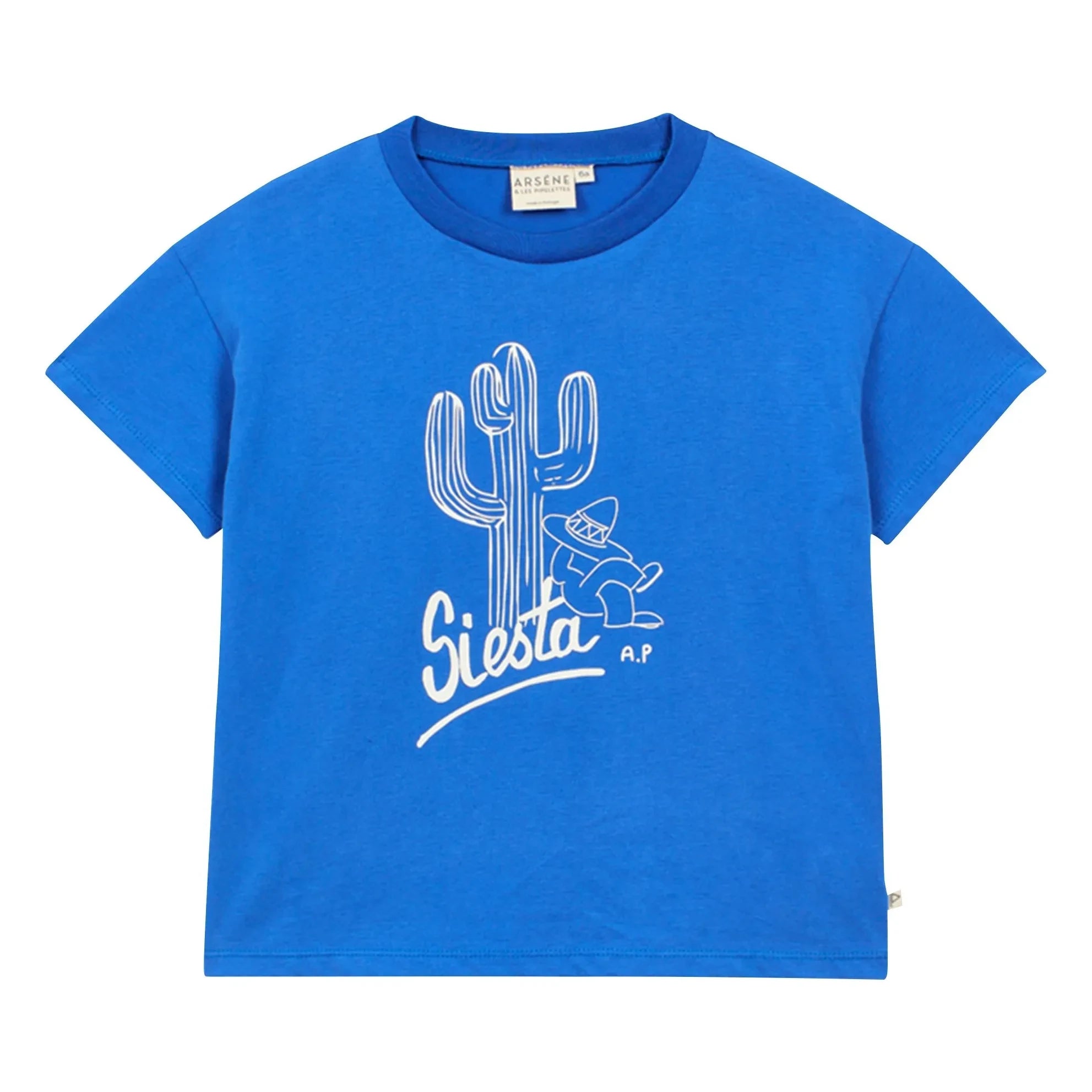 Arsène et Les Pipelettes - Siesta organik pamuklu T-shirt | Azure blue