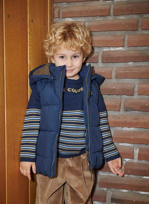 Copenhagen Colors - 2-in-1 Down Jacket with Removable Sleeves | Navy