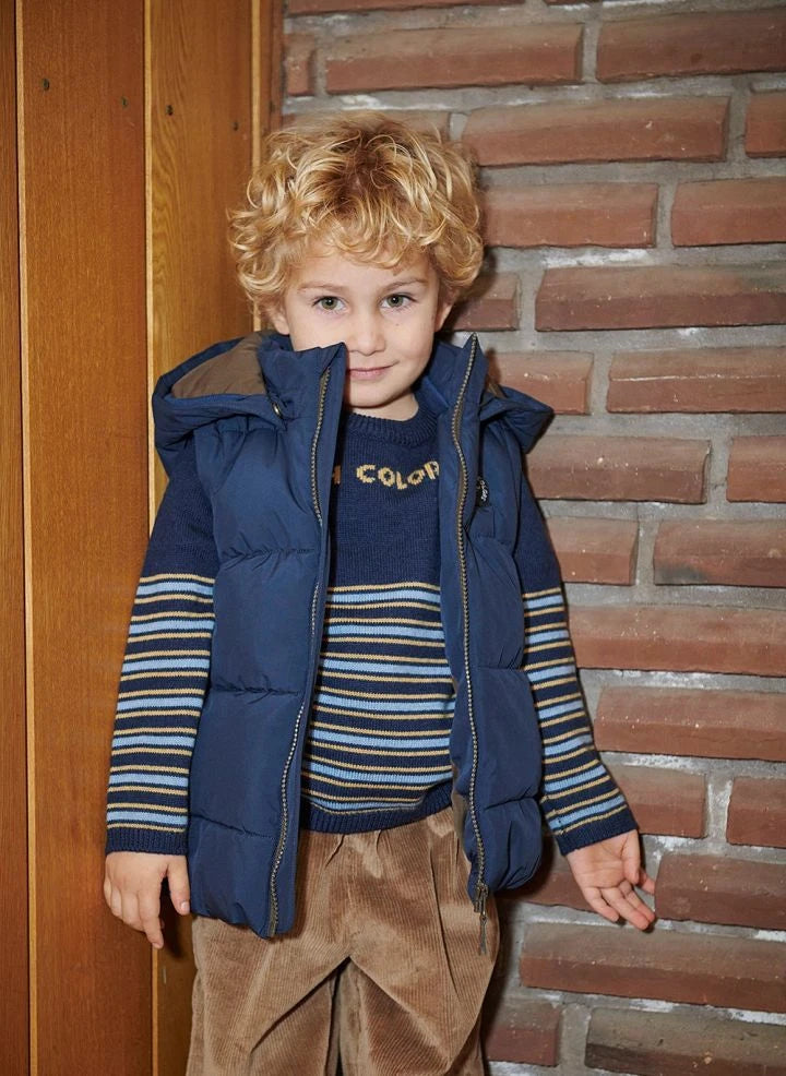 Copenhagen Colors - 2-in-1 Down Jacket with Removable Sleeves | Navy