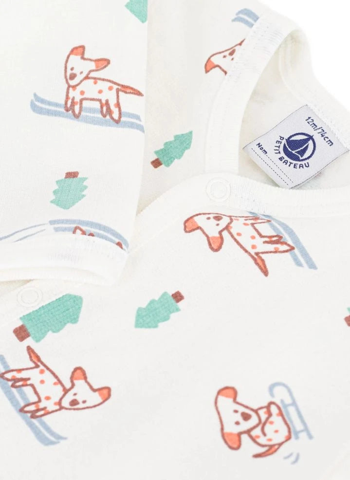 Petit Bateau - Uyku Tulumu Dogs Organik Pamuk | Beyaz
