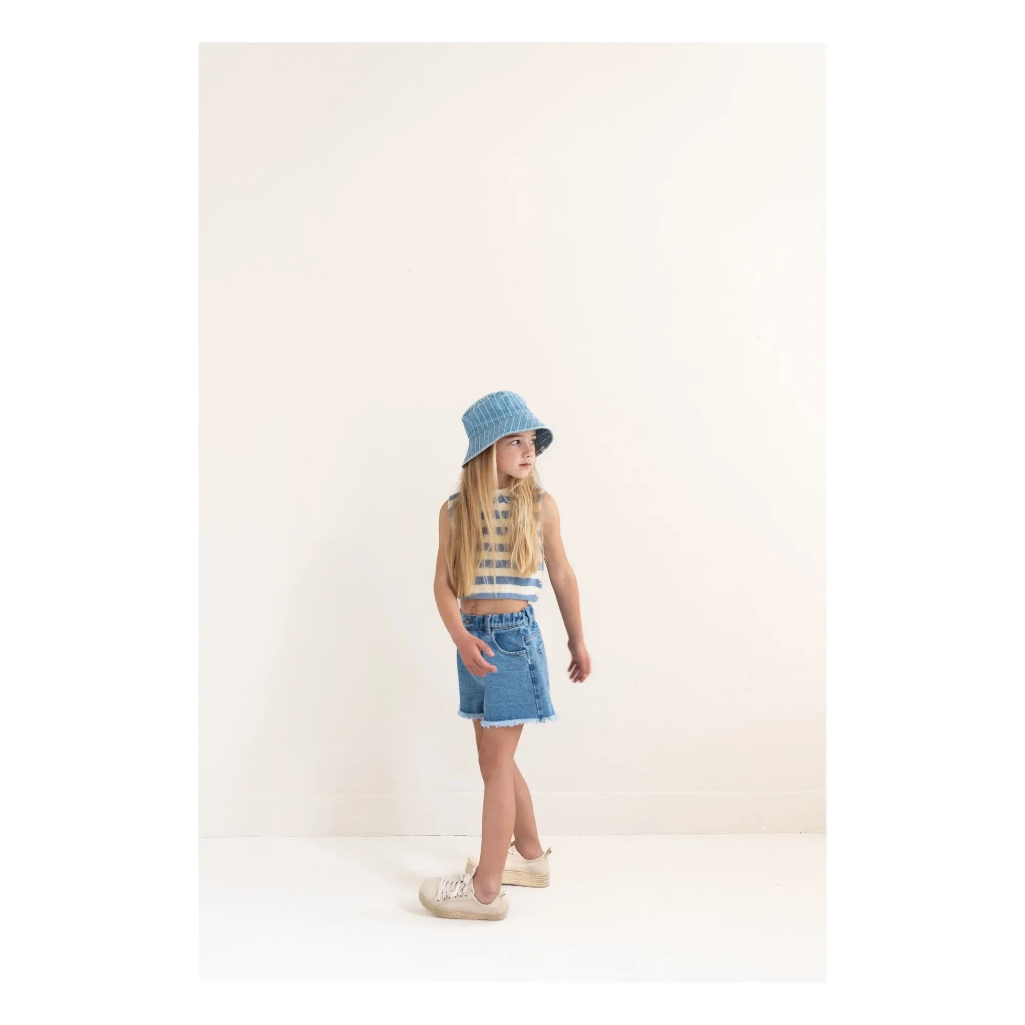 Jenest - Striped Organic Cotton Sleeveless T-Shirt for Kids | Blue