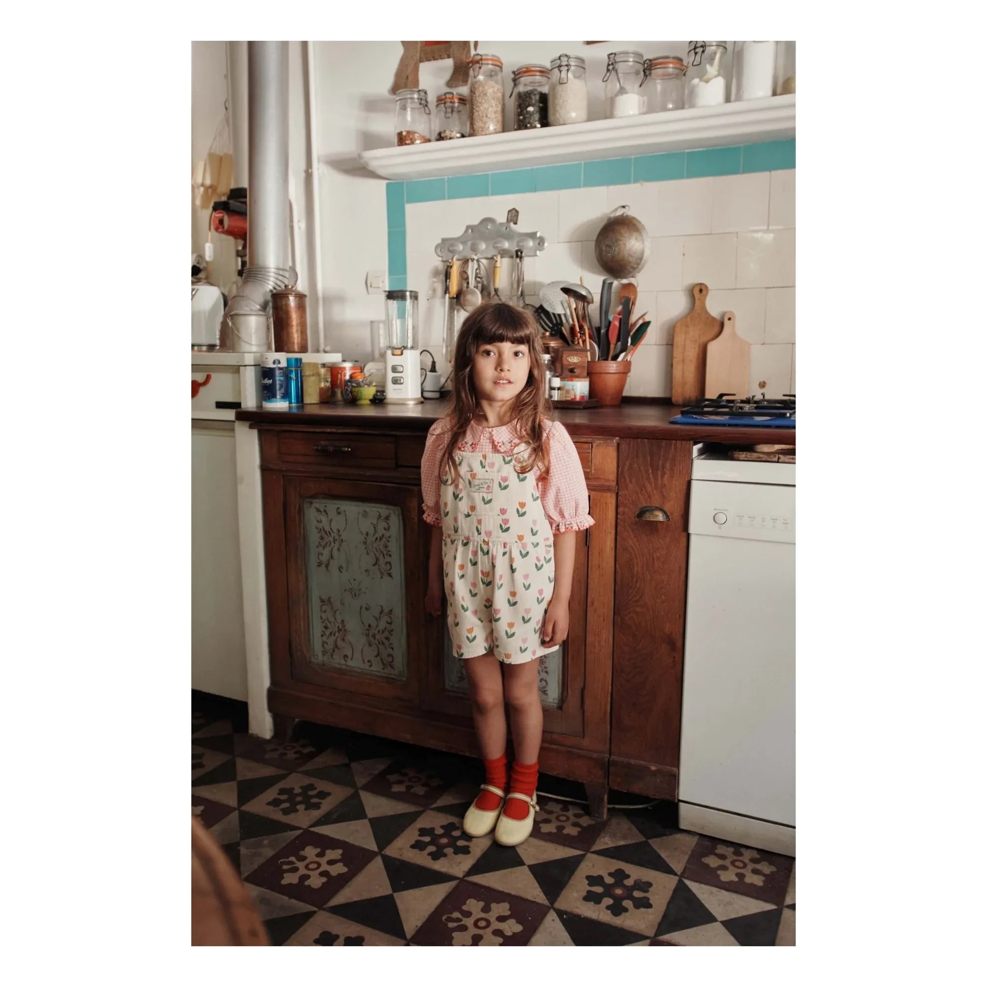 Emile et Ida - Checkered Embroidered Blouse Organic Cotton | Pink