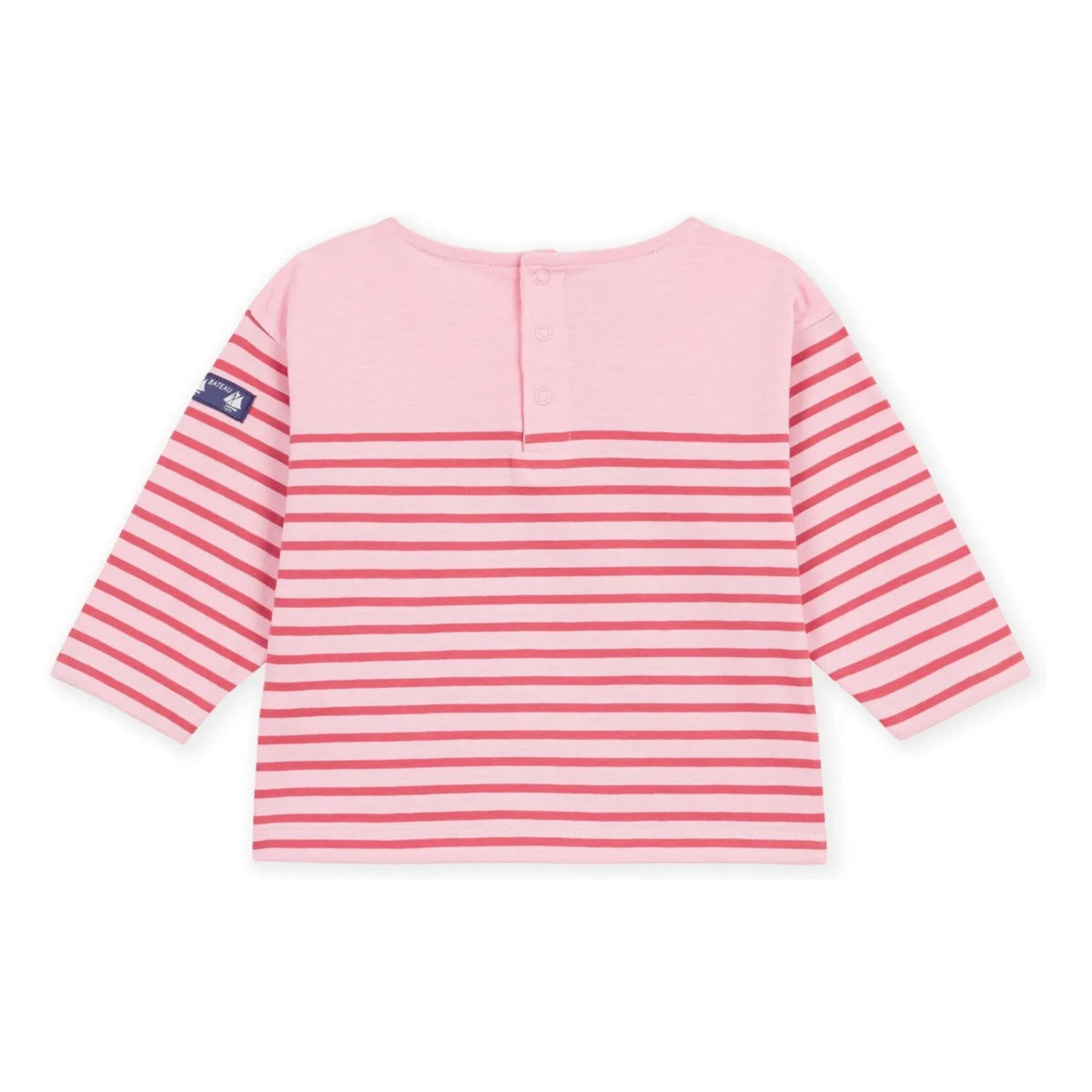 Petit Bateau - Düz Marinière Tişört Organik Pamuk Bebek | Pembe