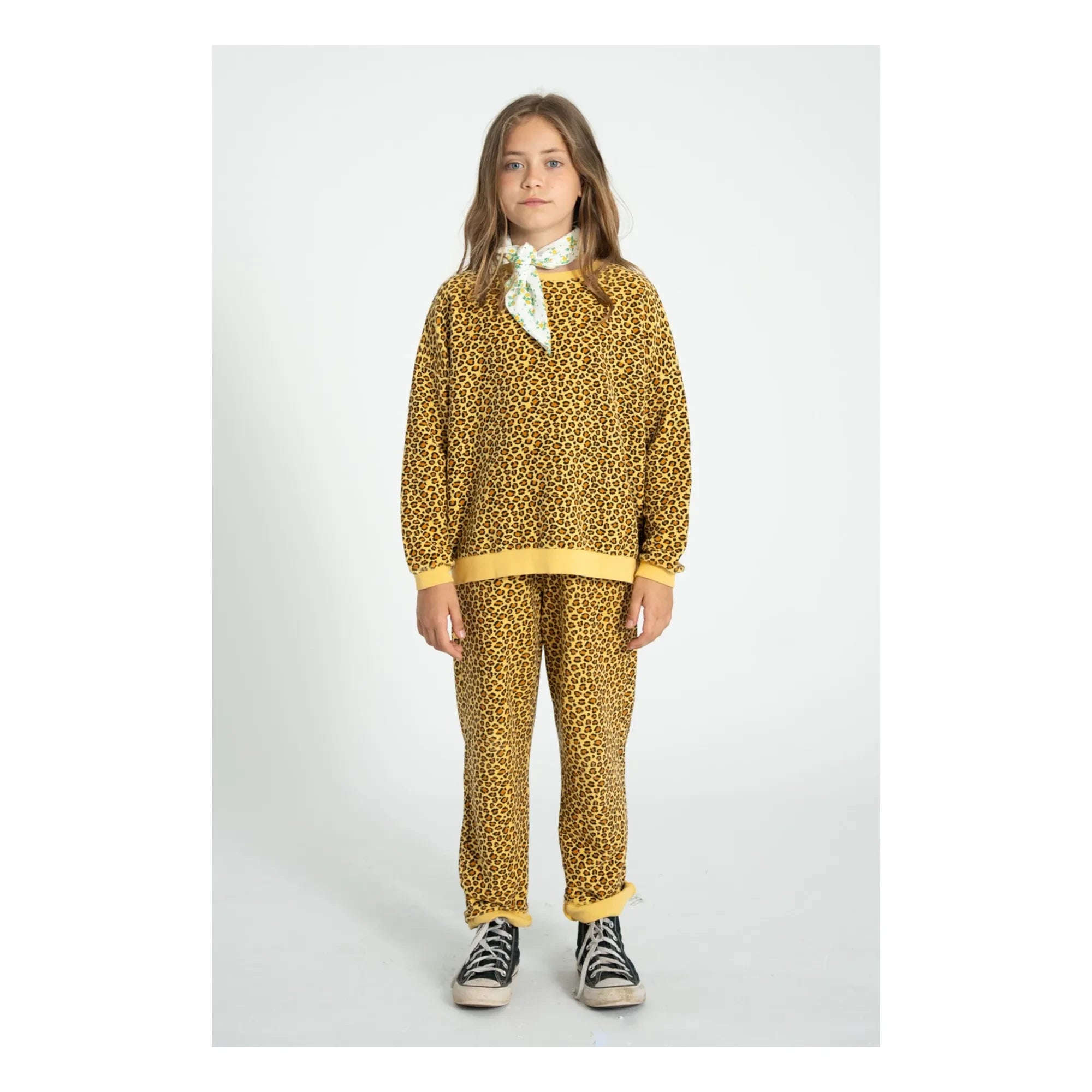 Piupiuchick - Organik pamuklu leopar sweatshirt | Hardal