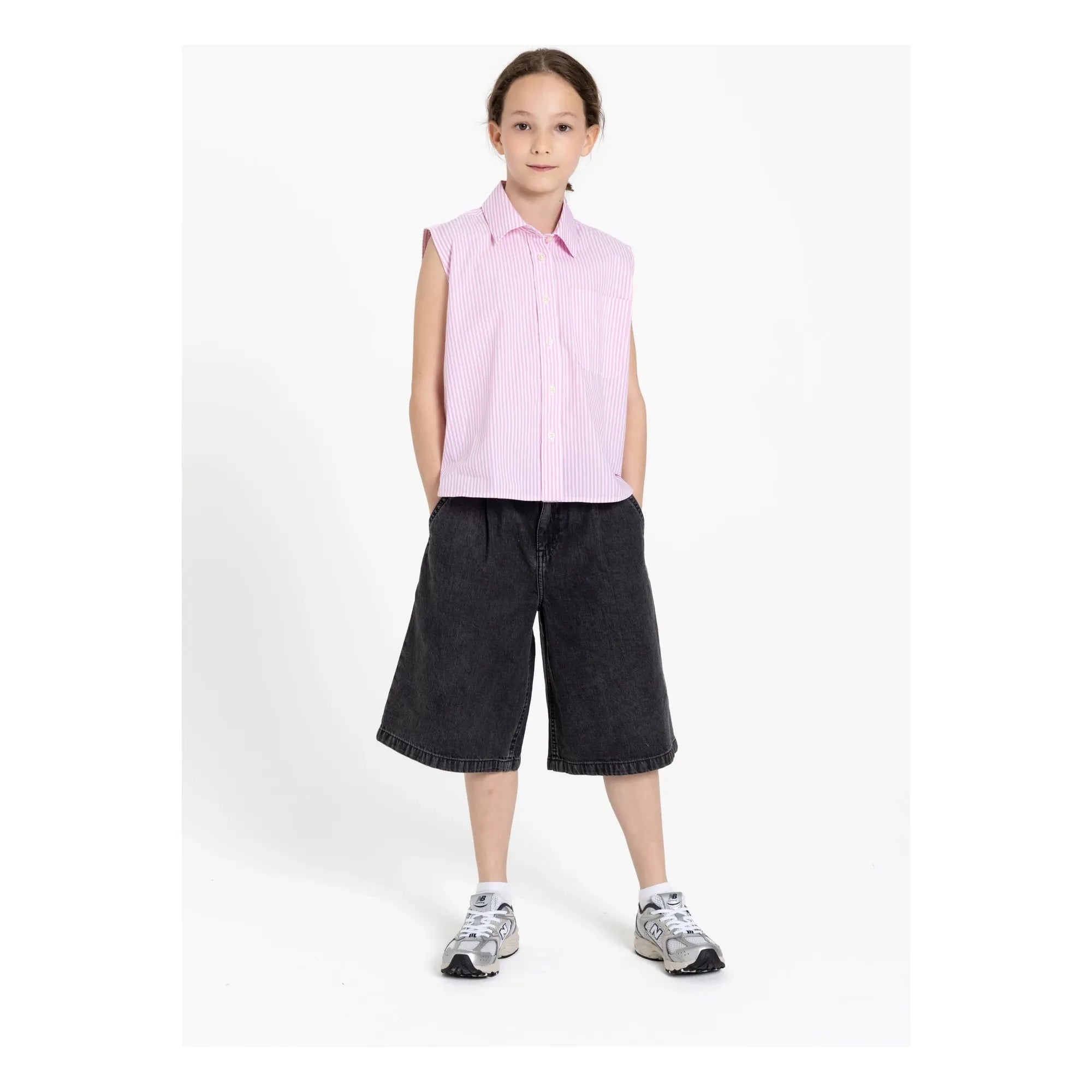 Finger in the nose - Ella Camisa sin mangas a rayas | Rosa claro