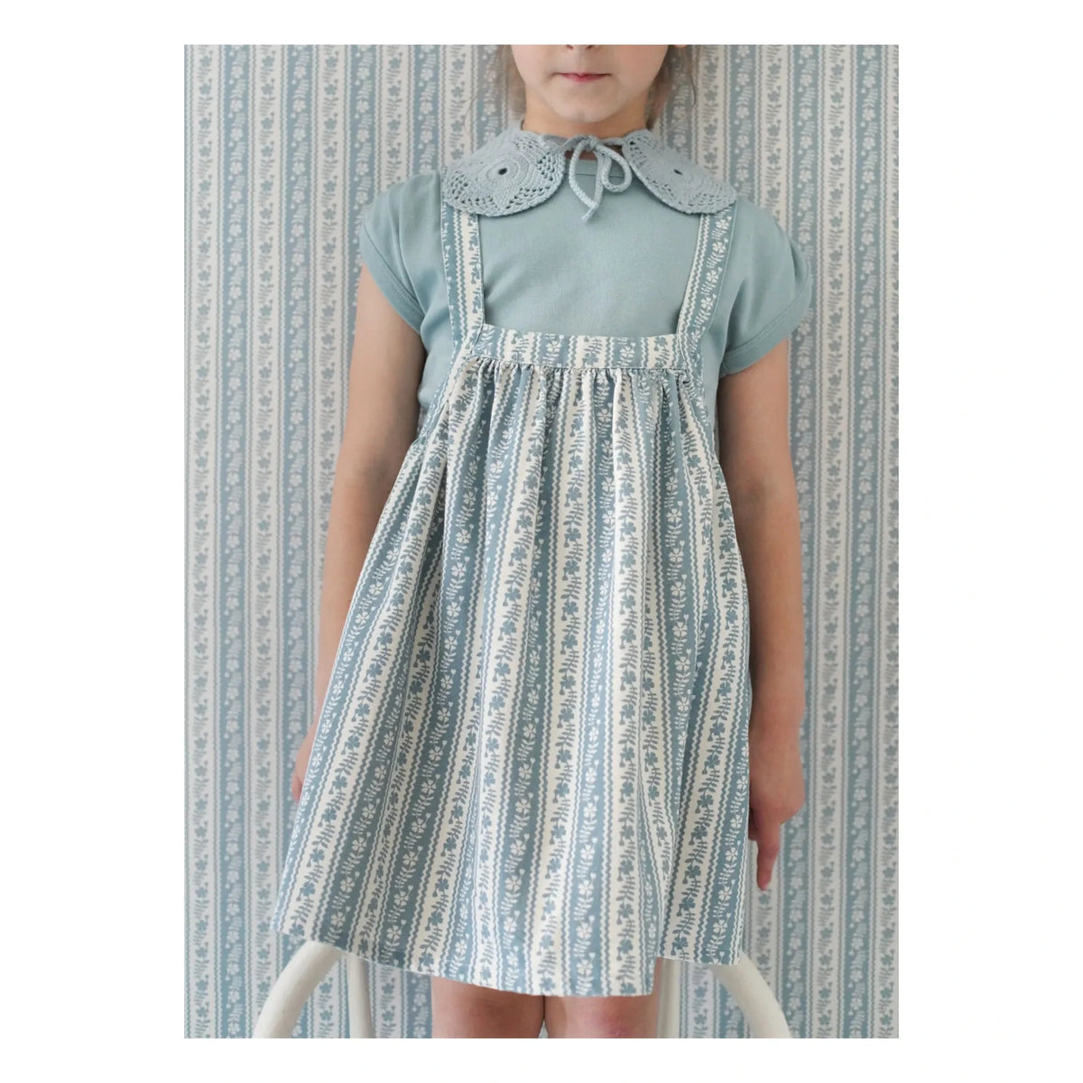 Soor Ploom - Sundae Organic Cotton Gathered T-Shirt | Ice Blue