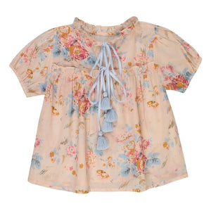 Lilinoa - Blusa de algodón con flores Elise | Melocotón