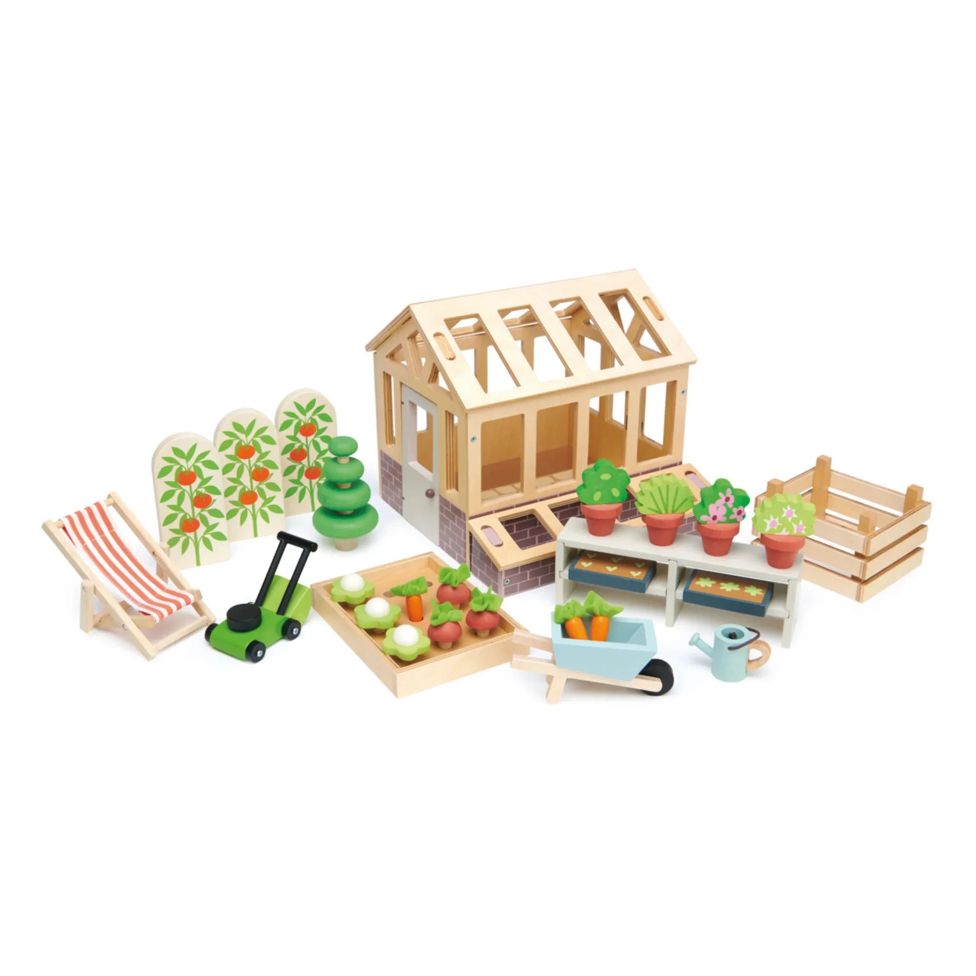 Tender Leaf Toys - Invernadero de madera y accesorios