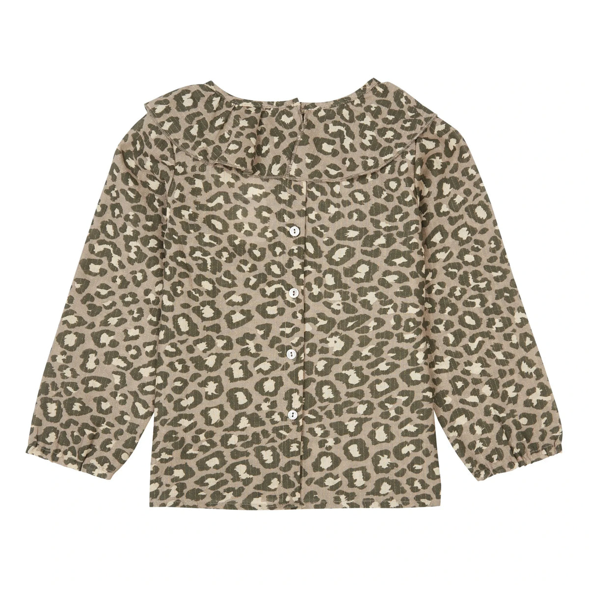 Tocoto Vintage - Leopar Desenli Fırfırlı Yaka Bluz | Kahverengi