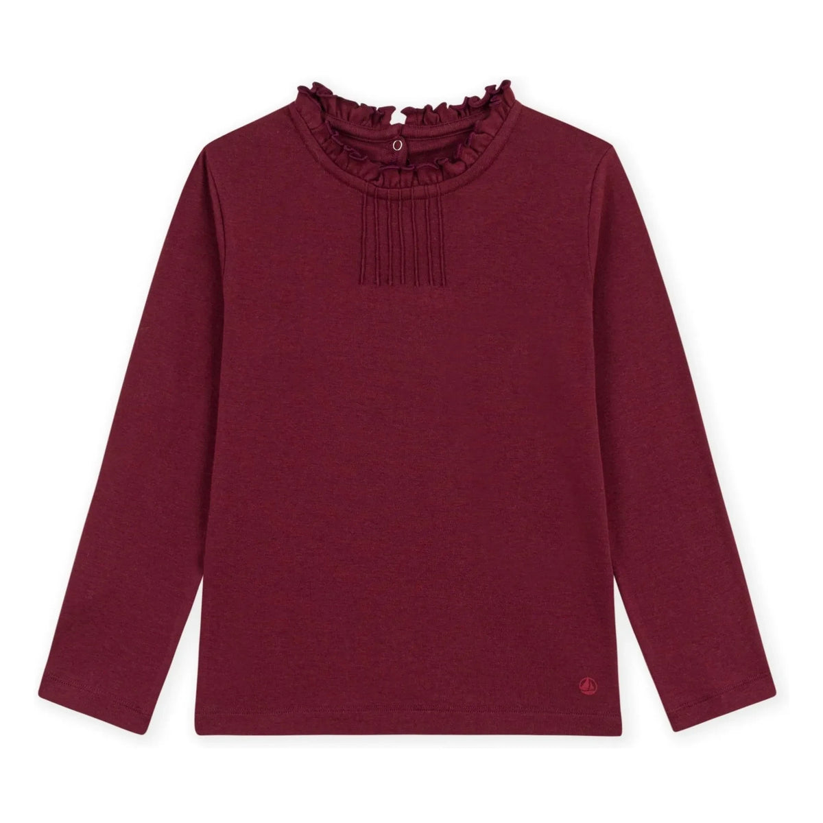 Petit Bateau - Organik pamuklu yakalı tişört | Bordo