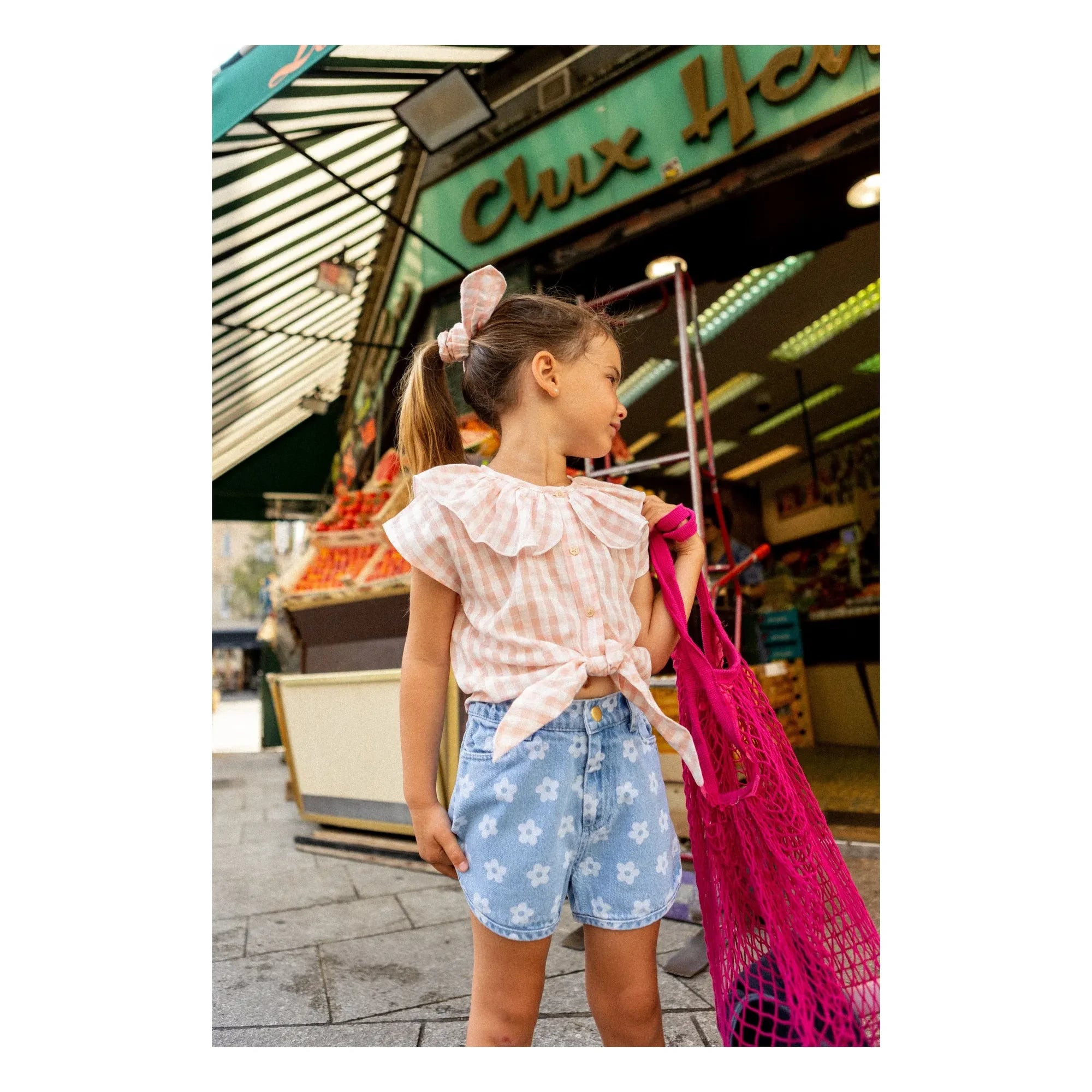 Louis Louise - Shorts vaqueros Andrea con flores | Azul claro