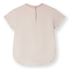 Gray Label – Gestreifter Strampler aus Bio-Baumwolle | Blassrosa