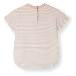 Gray Label – Gestreifter Strampler aus Bio-Baumwolle | Blassrosa