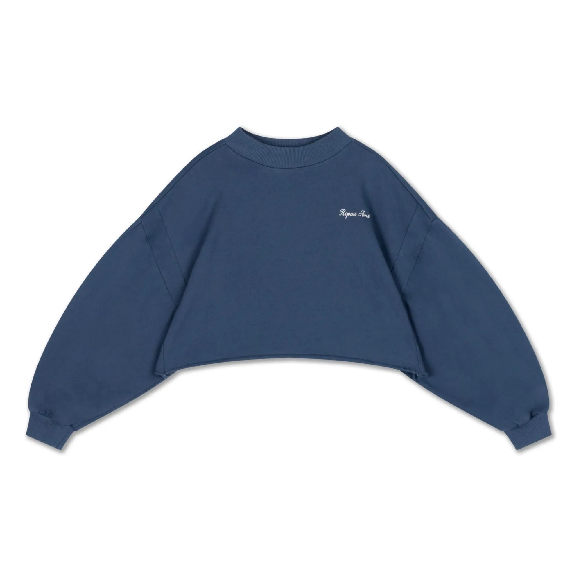 Repose AMS - Organik Pamuk Logolu Crop Sweatshirt | Koyu Mavi