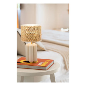 Cosin - Tischlampe Charlotte mit Bastschirm | Creme