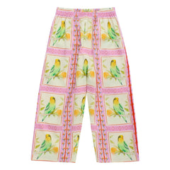 Maison Mangostan - Pantalones Patchwork Birds | Rosa