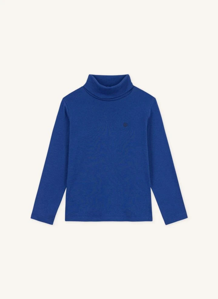 Petit Bateau - Organik pamuk logo balıkçı yaka üst | Mavi