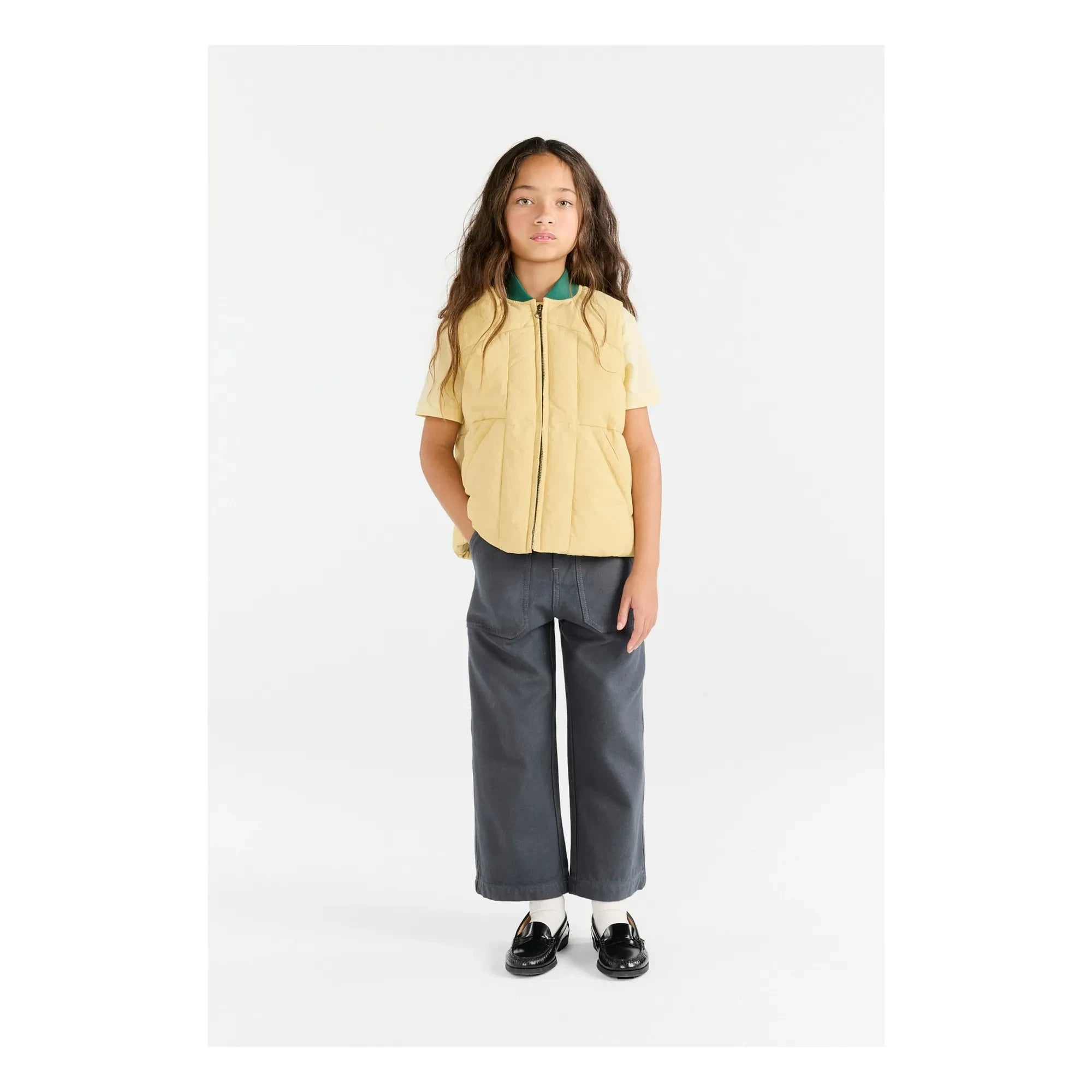The Animals Observatory - Lobster Sleeveless Puffer Vest Made from Recycled Fibers | Pale Yellow